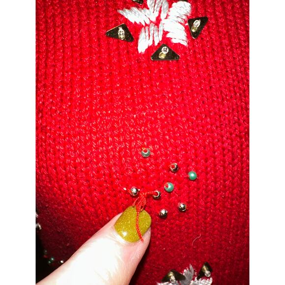 Women’s Christmas Vest sleeveless Fuzzy Collar Snowflakes Christmas Tree S Red - Picture 4 of 9